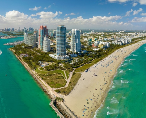 Florida Miami Beach City With High Luxury Hotels And Condos