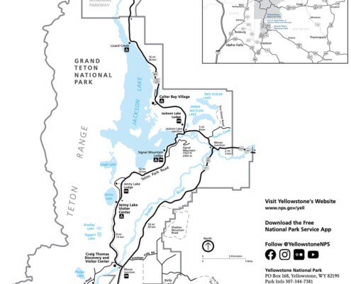 Grand Teton Black White Road Map