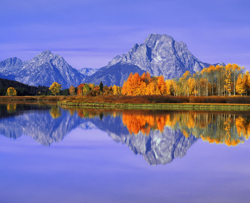 Grand Teton Panoramic Still Mountain Lake Fall