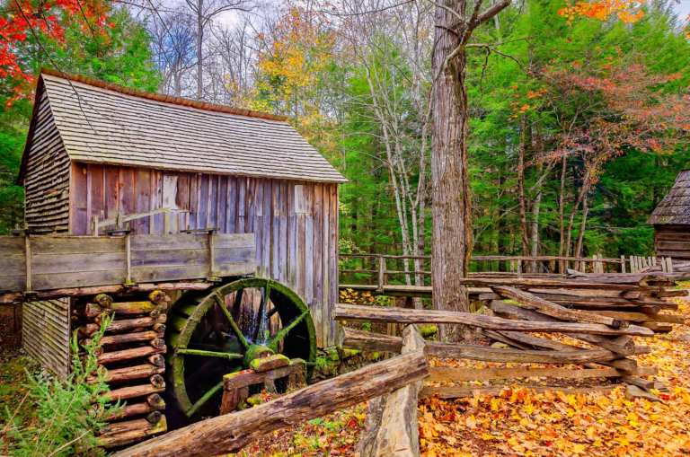Great Smok Mountains Part Of The Cable Grist Mill Is Pictured At The John P Part Of The Cable Grist Mill Is Pictured