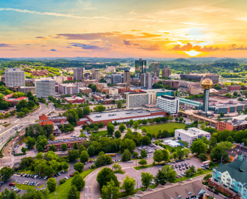 Knoxville Tennessee USA Downtown Skyline Aerial