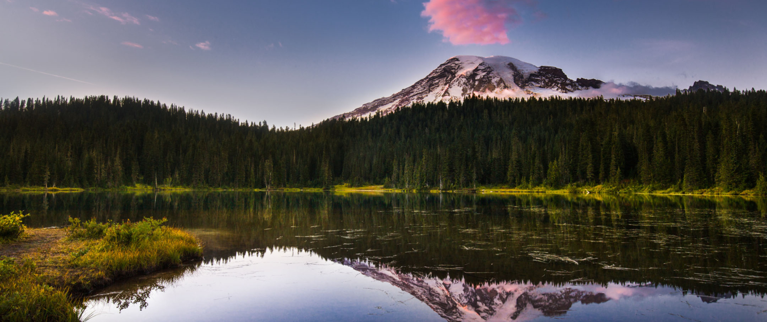 Mount Rainier Reflection Of The Sunset Over Mt Ranier In Reflection Lake