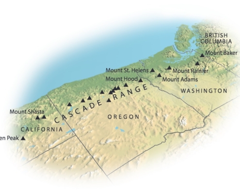 Mount Rainier Line Of Volcanoes Map