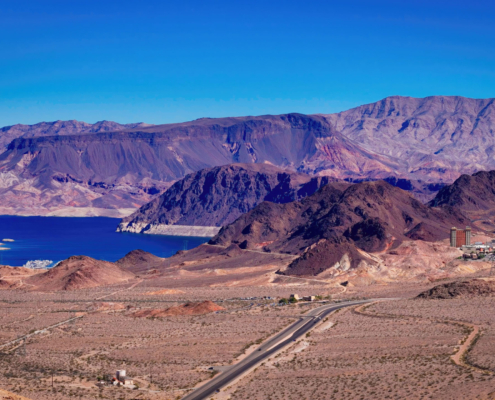 Nevada Dry Desert Lands At Boulder City From Above