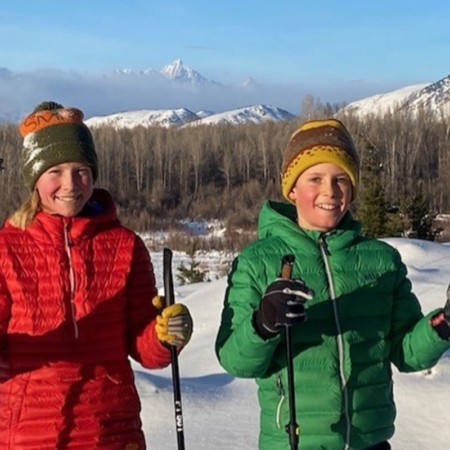 Backcountrysafarisjh Two Kids Smiling While Snowshoeing