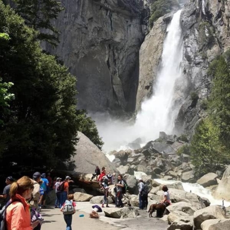 Bestbayareatours Waterfall View With Visitors At