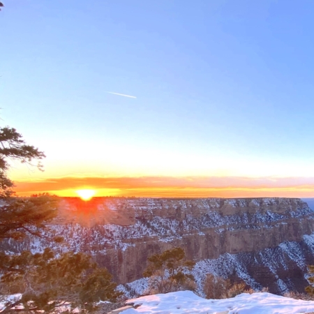 Bikegrandcanyon Sunset Over A Snowy Canyon