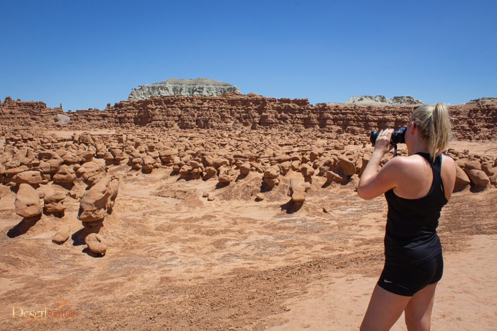 3 Day Arches, Canyonlands & Goblin Valley Tour — Arches; Canyonlands Desertsolitude Woman Photographing Goblin Valley Rocks