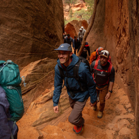 Goodtripadventures Southwest Hikers Navigating A Rocky Trail