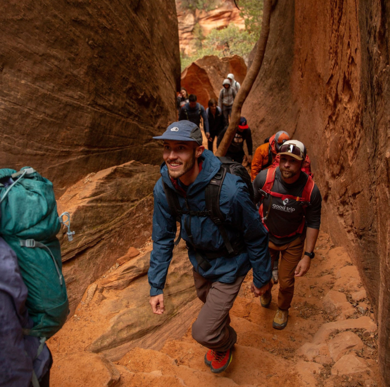 Goodtripadventures Southwest Hikers Navigating A Rocky Trail