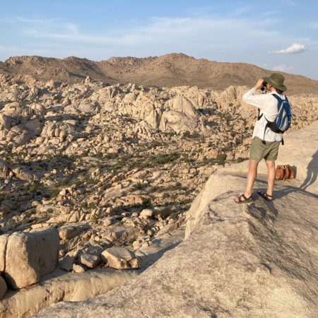 Joshuatreeexcursions Hiker Photographing Rocky Landscape