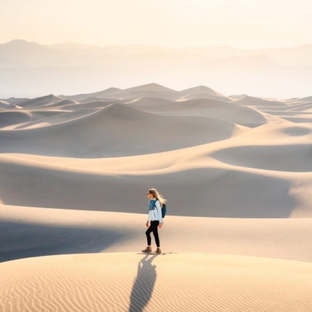 Marvittours Woman Walking Sand Dunes Death Valley