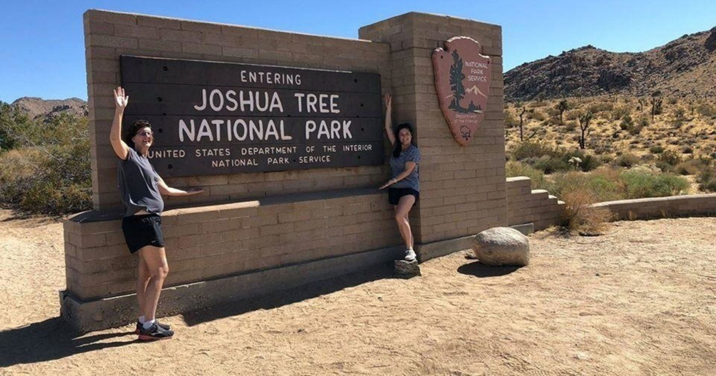 welcoming, sign, for, joshua, tree, national, park Red Jeep Welcoming Sign For Joshua Tree