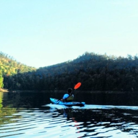 Smokymountainguides A Kayaker Navigating Through Calm