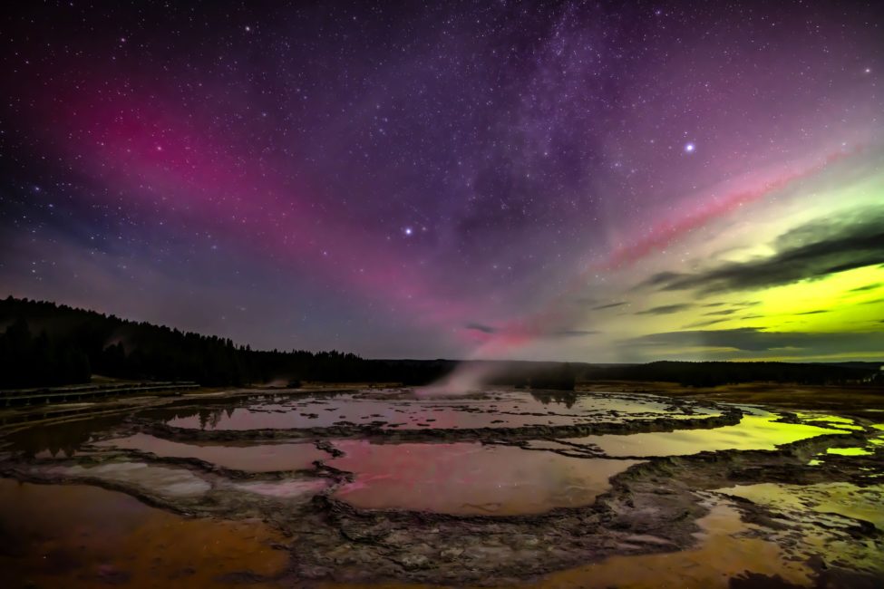 Stargazing Tour | North - Public Tour — Yellowstone Yellowstonesafari Milky Way Pink Hues Yellowstone