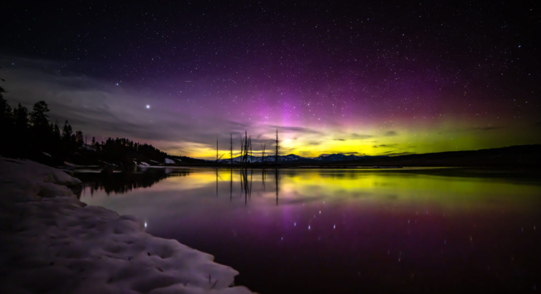 Stargazing Tour | North - Public Tour — Yellowstone Yellowstonesafari Purple Green Aurora Reflection Yellowstone